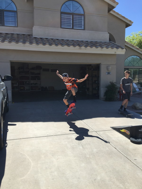 learning to do tricks on the skateboard